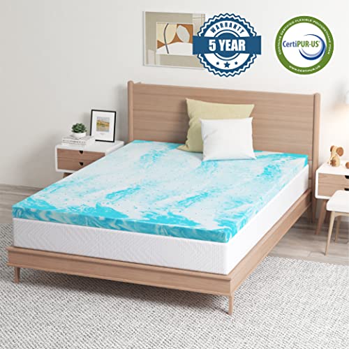 EGO Topper 2 Inch Twin Memory Foam Mattress Topper, Gel Infused, CertiPUR-US Certified F677