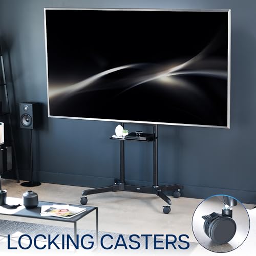 VIVO Mobile TV Cart for 32-83 inch Screens, Rolling Stand with Locking Wheels, Black F79048