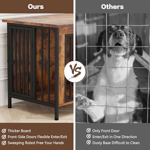 EasyCom XL Wooden Dog Crate Furniture for Medium and Large Breeds, 2 Doors A673