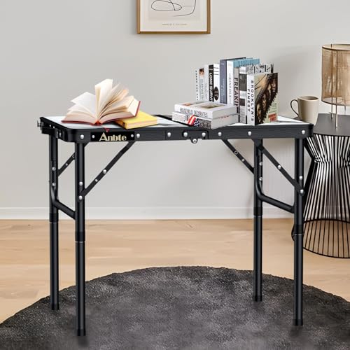 Folding Camping Table with Storage Net, Adjustable Height, Aluminum, Portable C67438