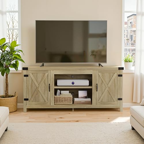 YESHOMY Modern Farmhouse TV Stand for TVs up to 65 Inch, Gray Wash O551446