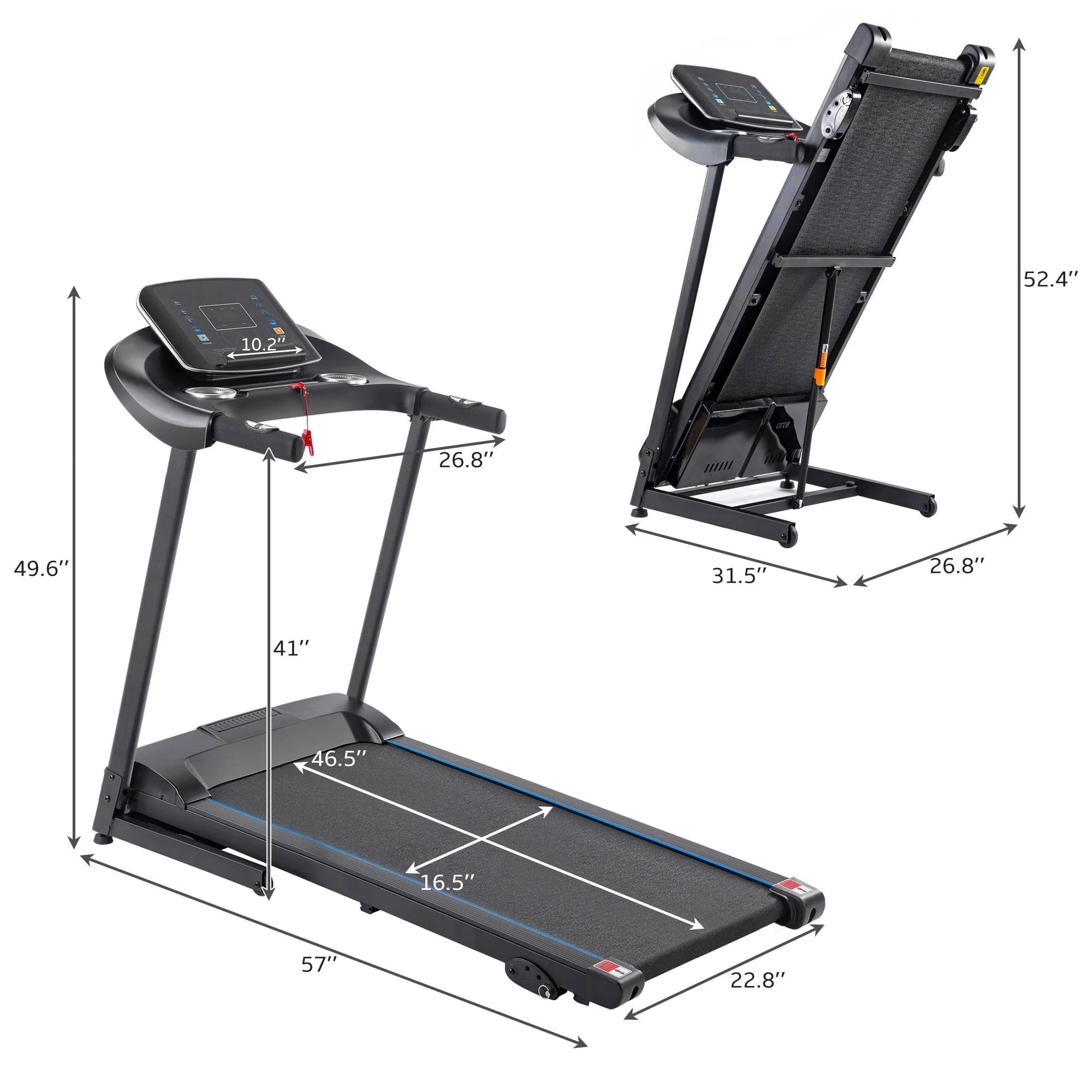 Folding Electric Treadmill with Incline for Home Gym Walking Running C4591