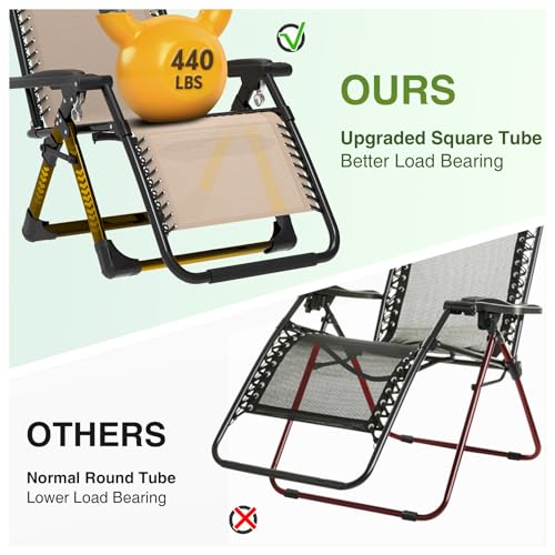 Suteck Zero Gravity Chair Reclining Camping Lounge with Removable Cushion and Cup Holder Z41184