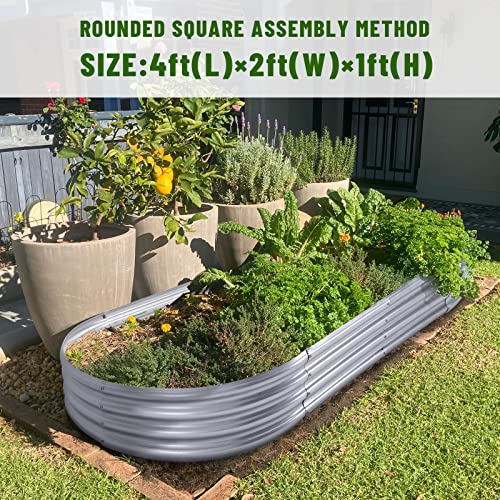 Land Guard Galvanized Raised Garden Bed Kit, Oval Large Metal Planter Box U192