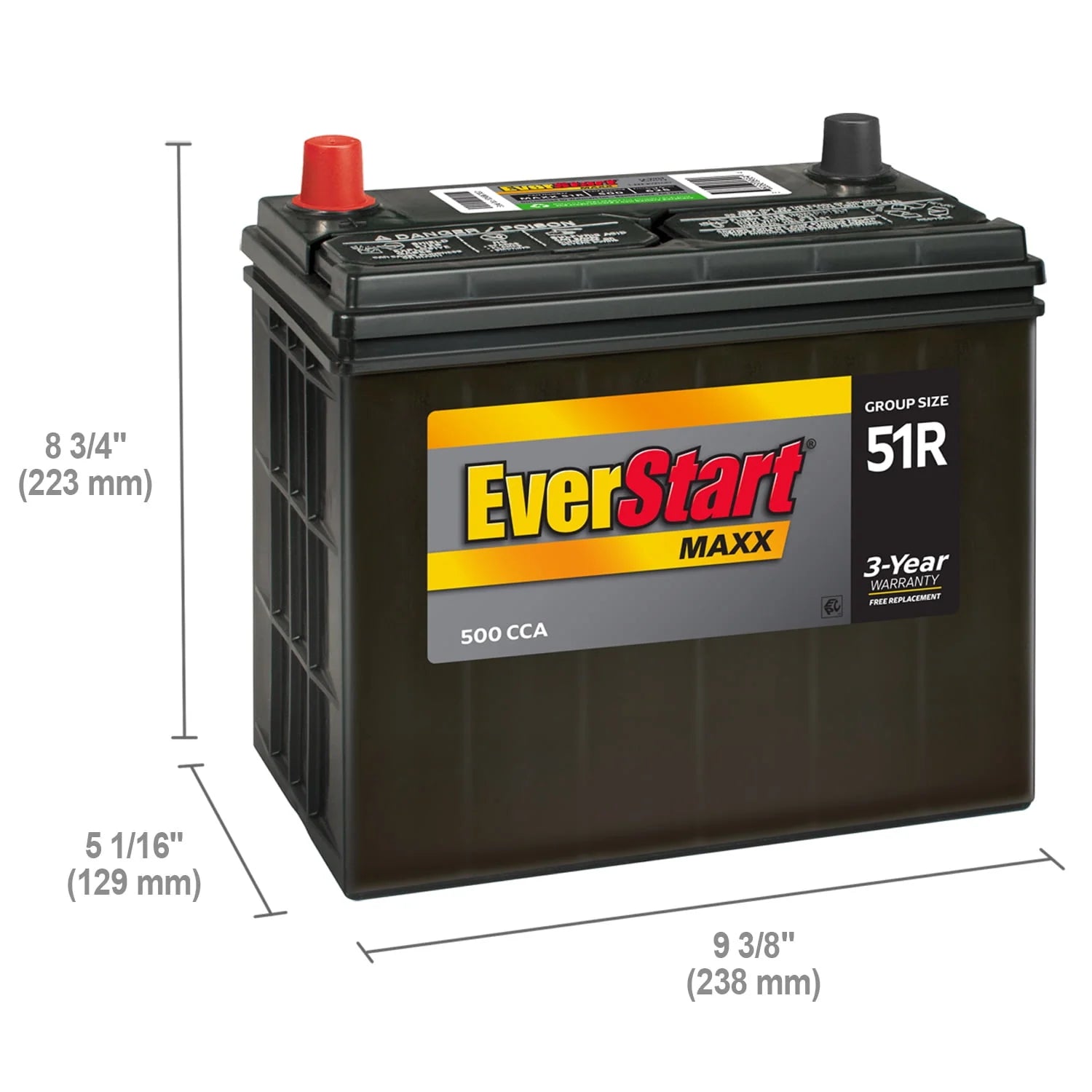 EverStart Maxx Lead Acid Automotive Battery Group Size 51R 12V 500 CCA L9829