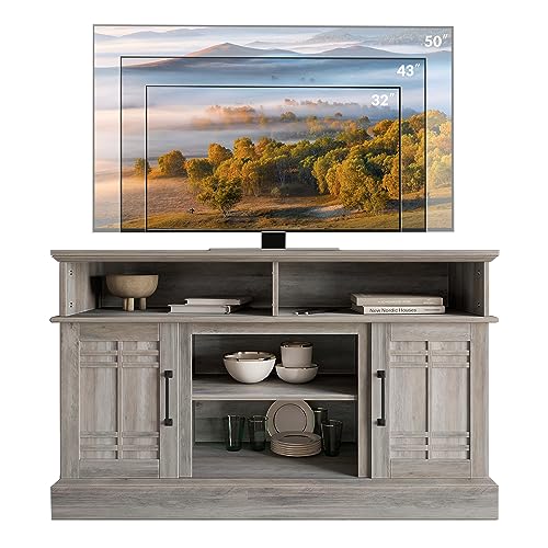 BELLEZE Norrell 48" Farmhouse Wood TV Stand for TVs up to 50 Inch, White R284
