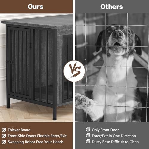 EasyCom XL Wooden Dog Crate Furniture for Medium and Large Breeds, 2 Doors A673