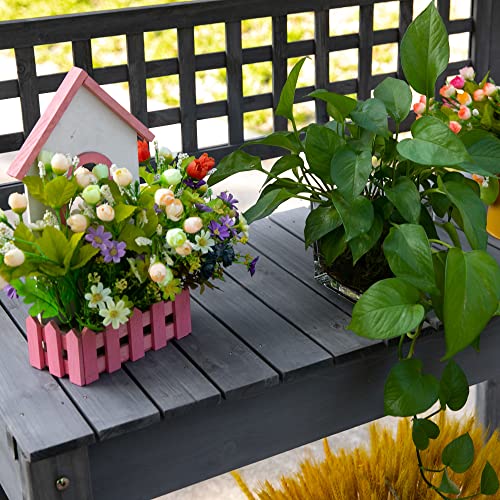 Outsunny Wooden Potting Bench Table with Sliding Tabletop and Storage Shelf M52235