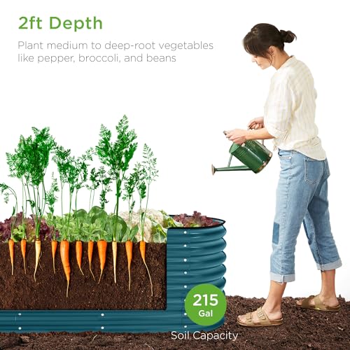 Best Choice Products 8x2x2ft Metal Raised Garden Bed Oval Planter Box for Vegetables, Herbs B5622