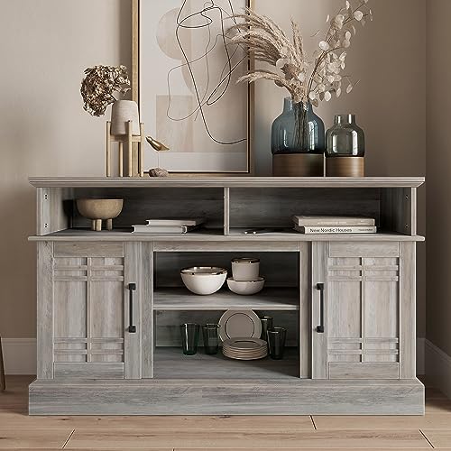 BELLEZE Norrell 48" Farmhouse Wood TV Stand for TVs up to 50 Inch, White R284