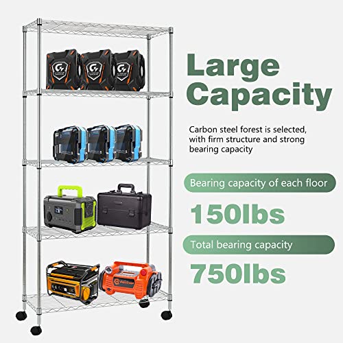 4 Tier NSF Wire Shelving Unit Heavy Duty Steel Storage Rack, Black X19089