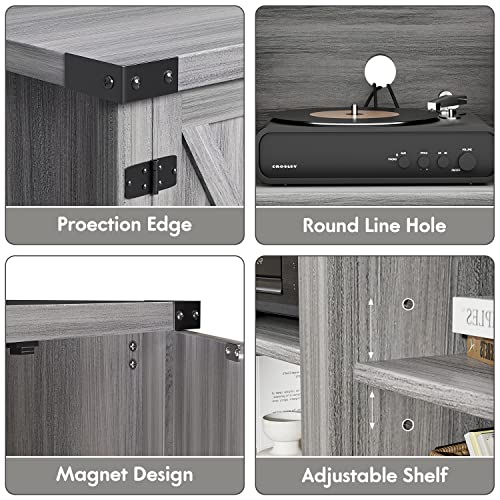 YESHOMY Modern Farmhouse TV Stand for TVs up to 65 Inch, Gray Wash O551446