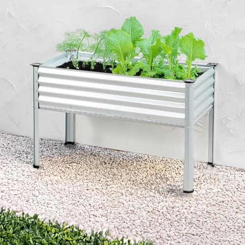 Best Choice Products 48x24x30in Galvanized Raised Garden Bed, Metal Elevated Planter Box, Dark Green S888804