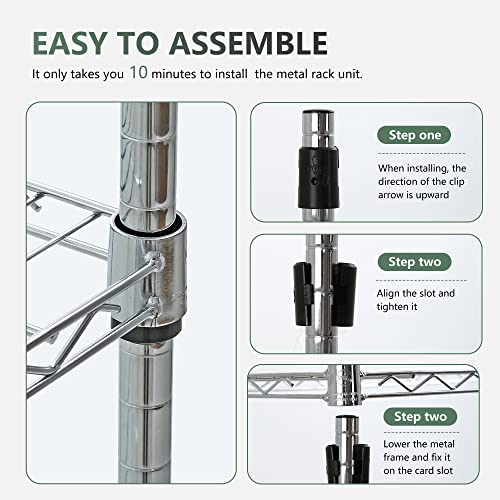 4 Tier NSF Wire Shelving Unit Heavy Duty Steel Storage Rack, Black X19089