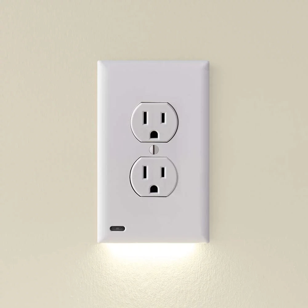 1 Pack - SnapPower GuideLight 2 for Outlets [New Version - LED Light Bar] - Night Light - Electrical Outlet Wall Plate With LED Night Lights - Automatic On/Off Sensor - (Duplex, White)