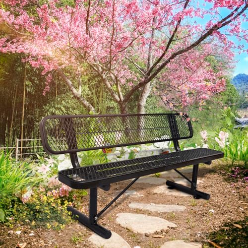 Heavy Duty Outdoor Metal Park Bench with Backrest for Garden Patio Yard K713
