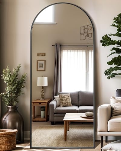 Arched Full Length Floor Mirror 76"x34" Black Freestanding I957