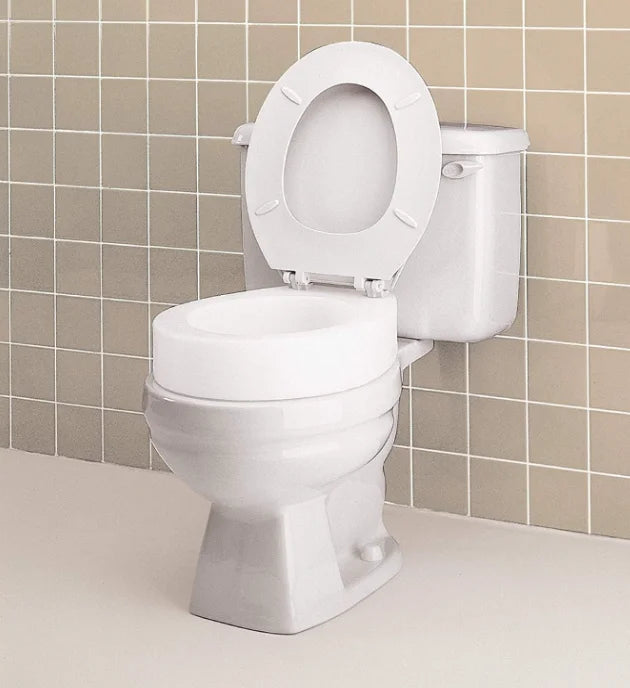 Carex Raised Toilet Seat, Universal Fit for Round Bowls, White, 300 lb Capacity B8396
