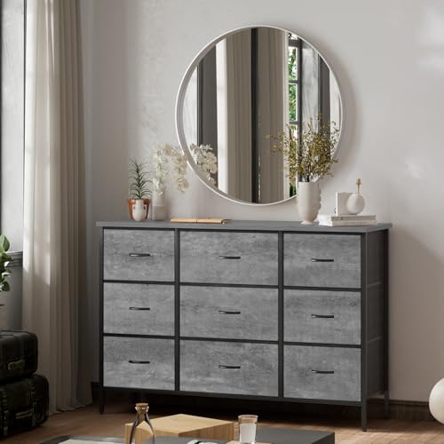 9-Drawer Fabric Dresser for Bedroom, TV Stand Storage Cabinet U5871