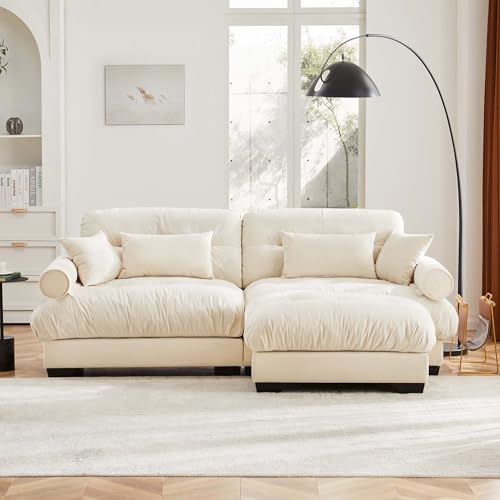 130" Modular Sectional Sofa with Movable Ottoman, Velvet Upholstered, Green Y4976