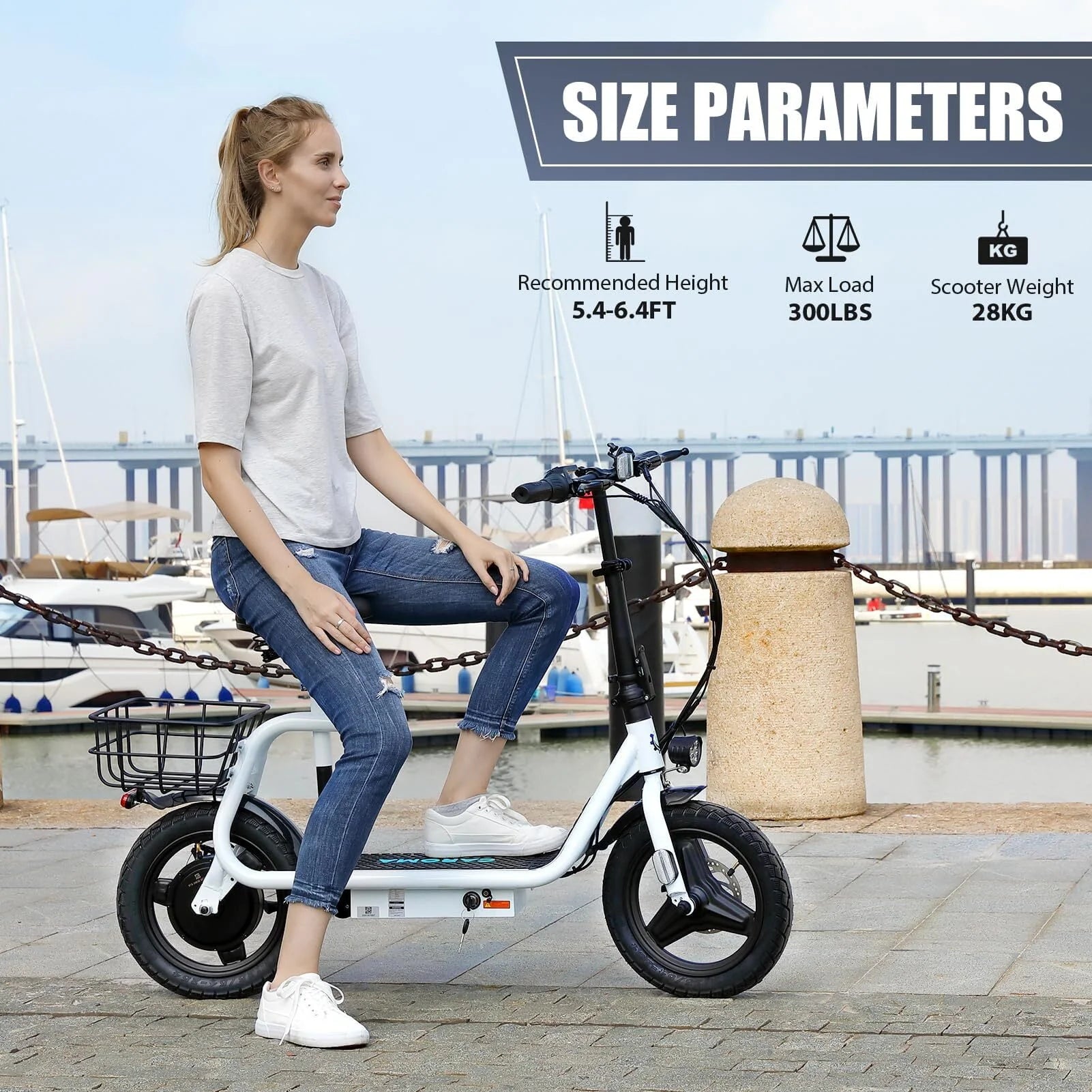 Caroma 500W Electric Scooter with Seat for Adult, 14 inch, 20 MPH F719250
