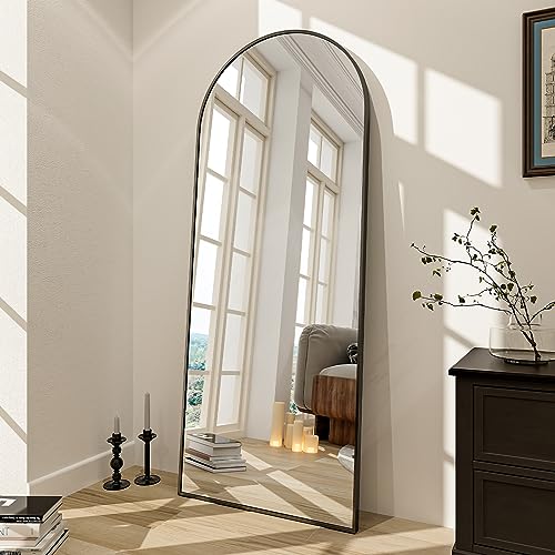 BEAUTYPEAK 65"x24" Arched Full Length Floor Mirror, Black D361