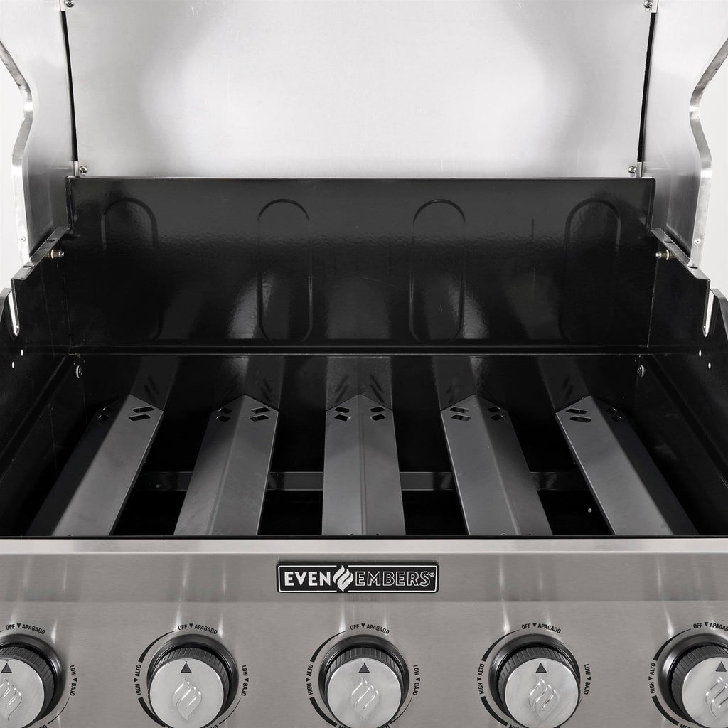 Even Embers 5-Burner Propane Gas Grill, Stainless Steel and Black L135