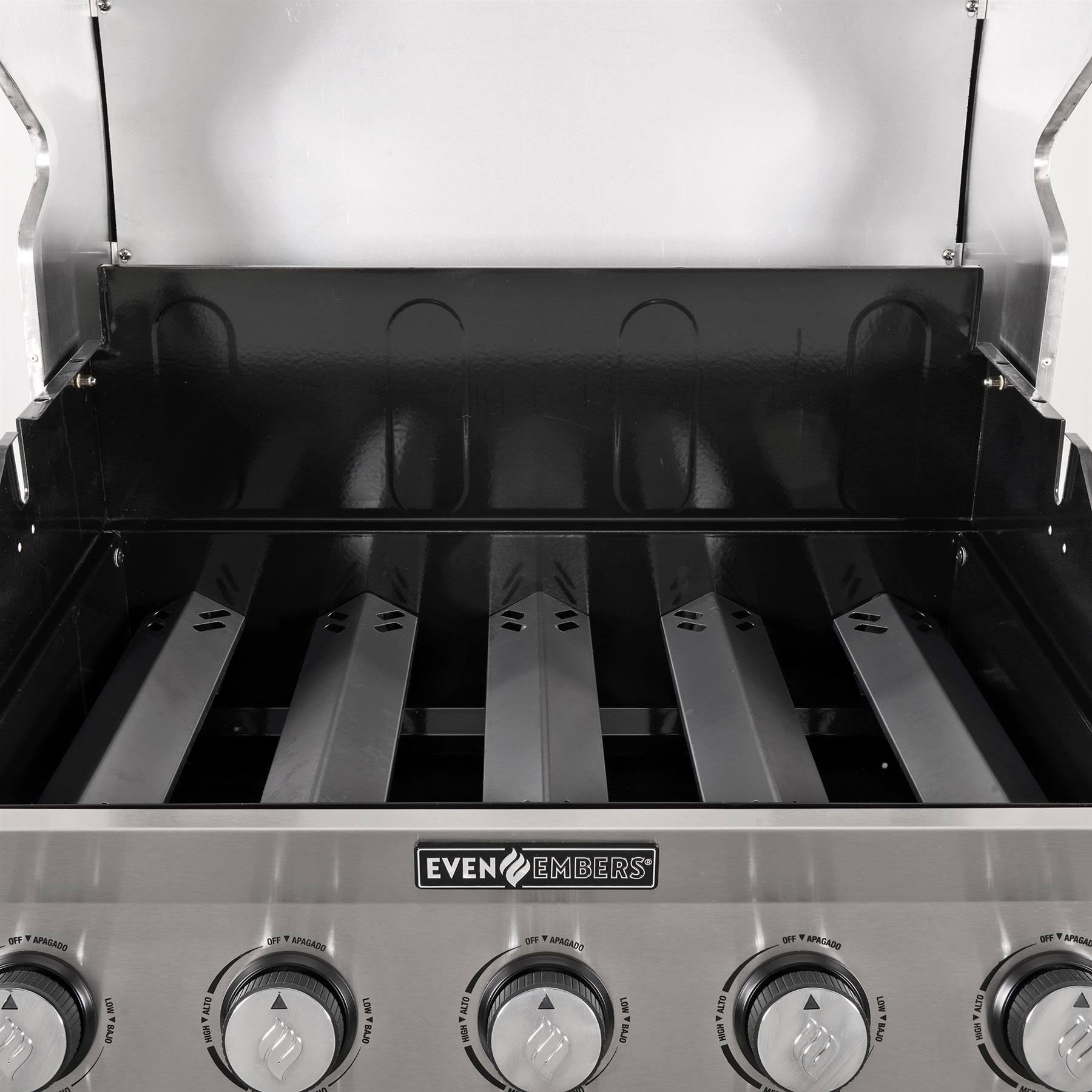 Even Embers 5-Burner Propane Gas Grill, Stainless Steel and Black L135