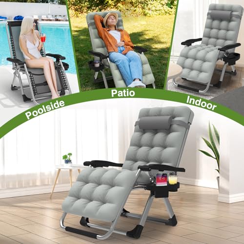 Suteck Zero Gravity Chair Reclining Camping Lounge with Removable Cushion and Cup Holder Z41184