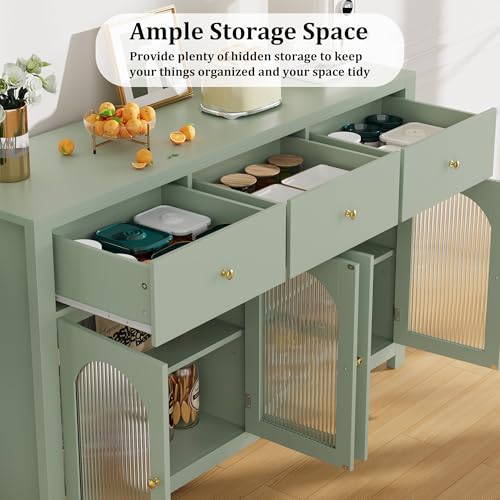 FINETONES Buffet Cabinet with Storage, 55.1" Farmhouse Sideboard, Black C356454