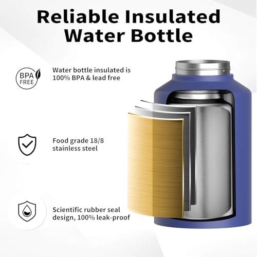 128oz Insulated Stainless Steel Water Bottle with Handle, Black W803