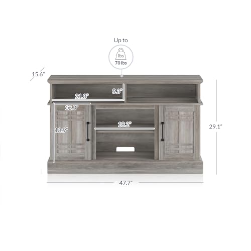 BELLEZE Norrell 48" Farmhouse Wood TV Stand for TVs up to 50 Inch, White R284