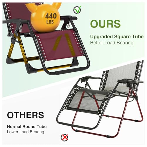 Suteck Zero Gravity Chair Reclining Camping Lounge with Removable Cushion and Cup Holder Z41184