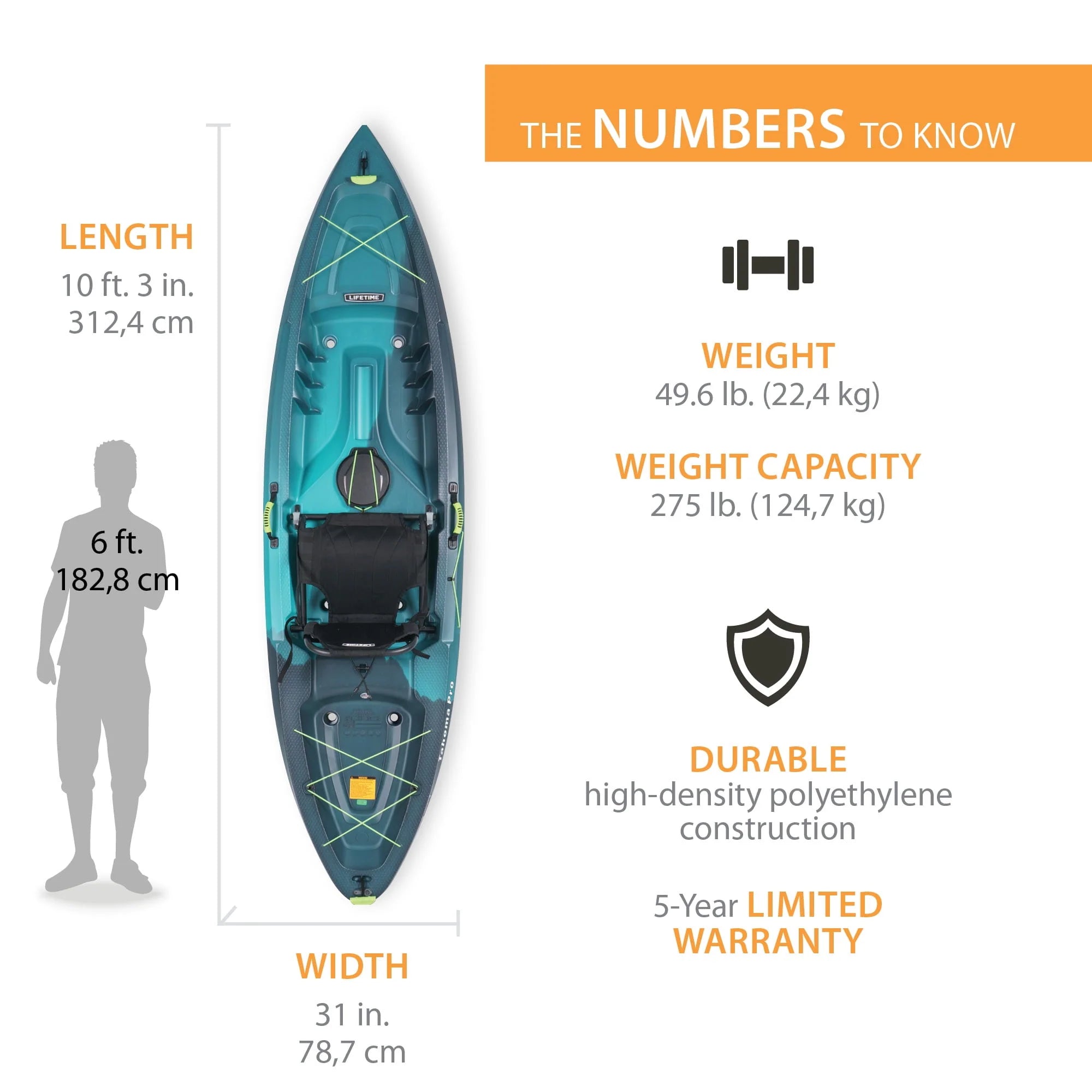 Lifetime Tahoma Pro 123 inch Sit-on-Top Kayak, Aurora Fusion V925304