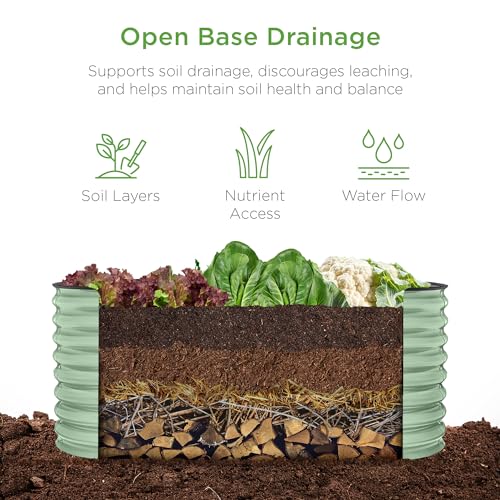 Best Choice Products 8x2x2ft Metal Raised Garden Bed Oval Planter Box for Vegetables, Herbs B5622