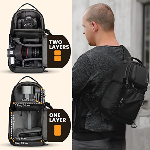 TARION Waterproof Camera Sling Bag with Raincover Tripod Holder Black M953560