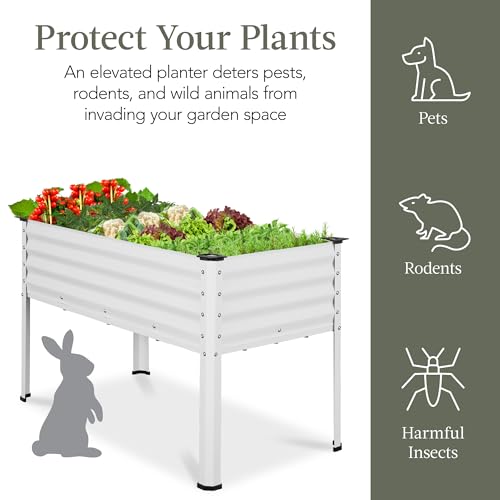 Best Choice Products 48x24x30in Galvanized Raised Garden Bed, Metal Elevated Planter Box, Dark Green S888804