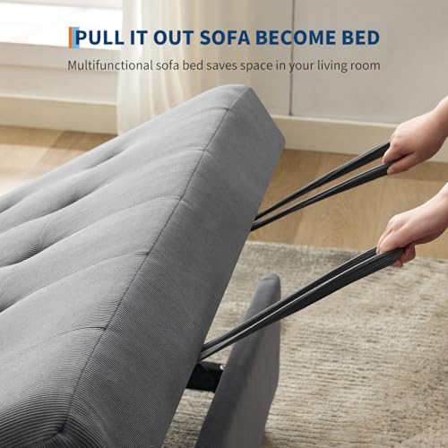 GarveeHome 3 in 1 Convertible Sleeper Sofa Bed with Pull-Out Bed, Corduroy, Adjustable Backrest U28127