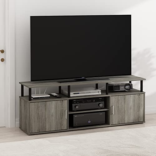 Furinno JAYA Large Entertainment Stand for TV Up to 55 Inch, French Oak Grey/Black V100781