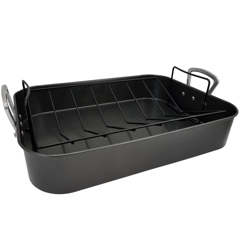 Gibson Home French Roaster 2 Piece Carbon Steel Turkey Chicken Roast Rack V6993