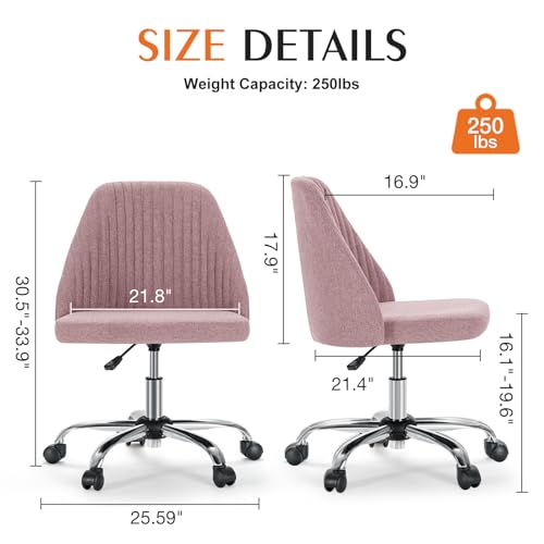 Sweetcrispy Armless Office Chair with Wheels, Adjustable Swivel Task Chair S259576