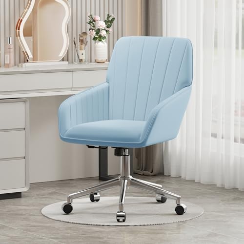 Velvet Home Office Chair with Gold Base, Swivel Desk Chair with Wheels (Cream) Z435471