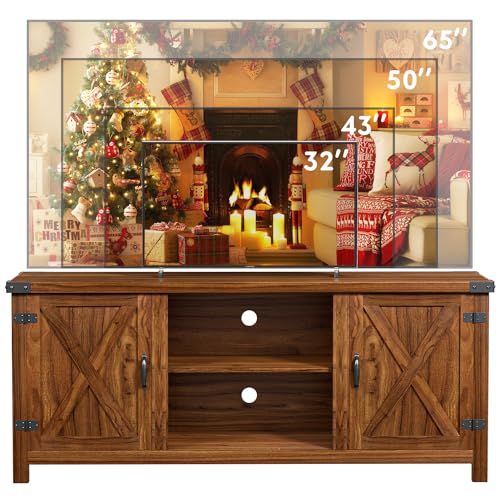 YESHOMY Modern Farmhouse TV Stand for TVs up to 65 Inch, Gray Wash O551446