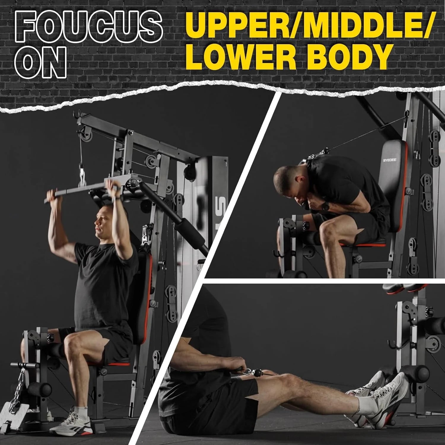 Syedee Home Gym Station with 150LBS Weight Stack N7594