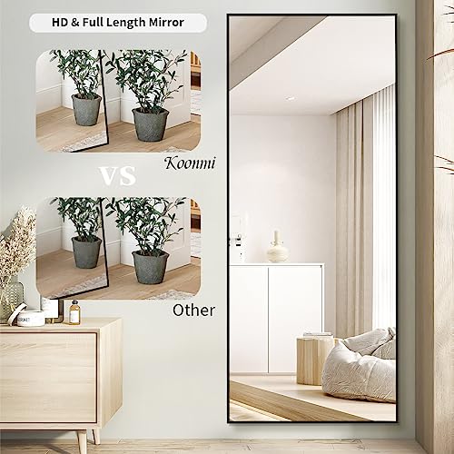 Koonmi Large Full Length Mirror with Stand, Aluminum Alloy Frame, Black G7504