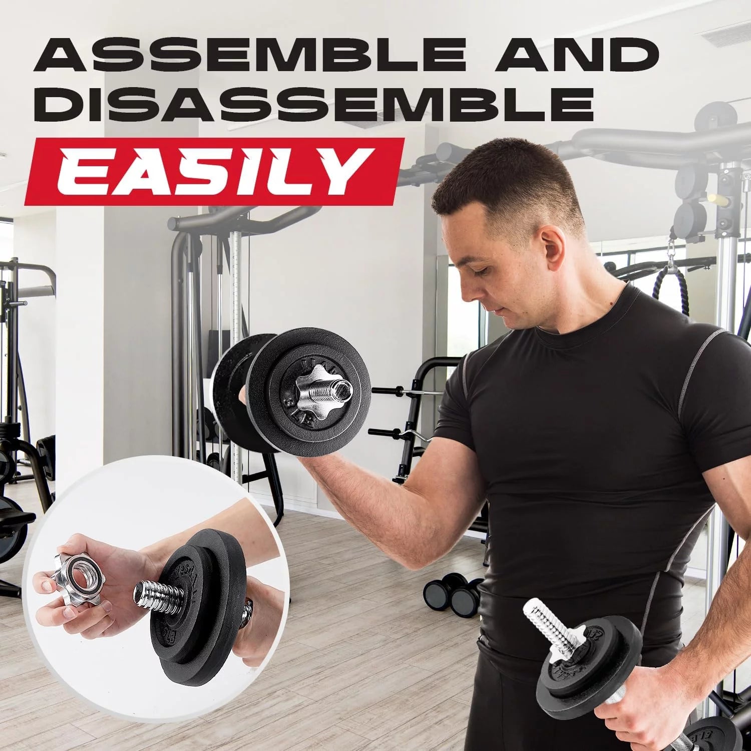 Yes4All 60 lbs Adjustable Dumbbell Set, Cast Iron Pair G3731