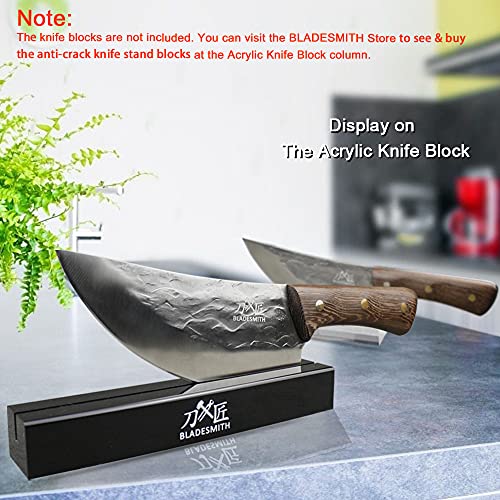 BLADESMITH Meat Cleaver Bone Chopper Knife, 6.3'' Stainless Steel Blade with Pear Wood Handle Q434
