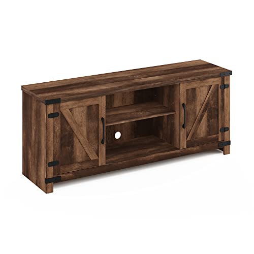 Furinno JAYA Large Entertainment Stand for TV Up to 55 Inch, French Oak Grey/Black V100781