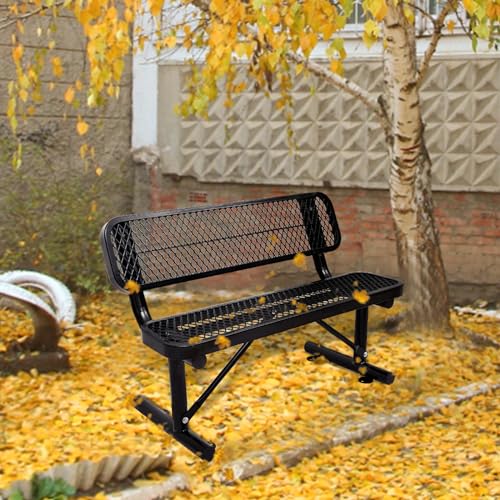 Heavy Duty Outdoor Metal Park Bench with Backrest for Garden Patio Yard K713