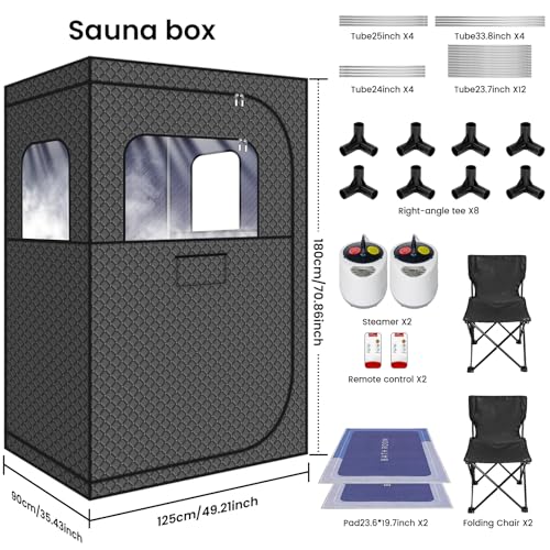 MIXC Portable Steam Sauna Box with Remote Control and Folding Chair A988